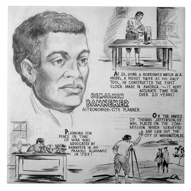 Carreau Icône de l'histoire noire : Benjamin Banneker, Sci (Devant)