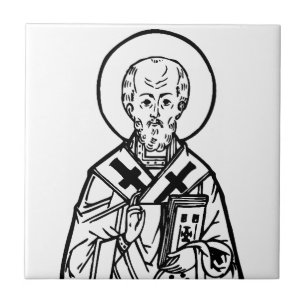 Carreau Icône orthodoxe byzantine de saint Nicolas de Myre