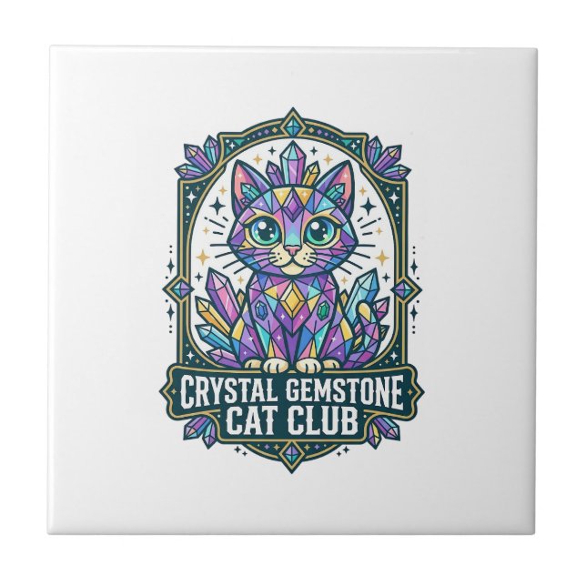 Carreau Idée cadeau Crystal Gemstone Cat Cat Mom - Crystal (Devant)