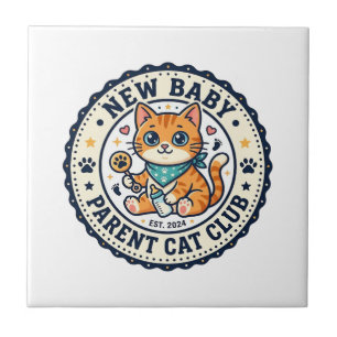 Carreau Idée cadeau nouvelle maman chat - Nouveau bébé P
