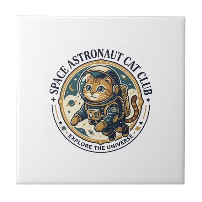 Carreau Idée cadeau papa chat astronaute spatial - Astrona (Devant)
