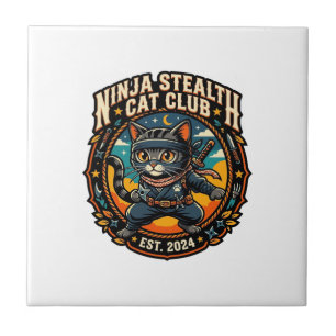 Carreau Idée cadeau pour maman de chat Ninja Stealth Cat -