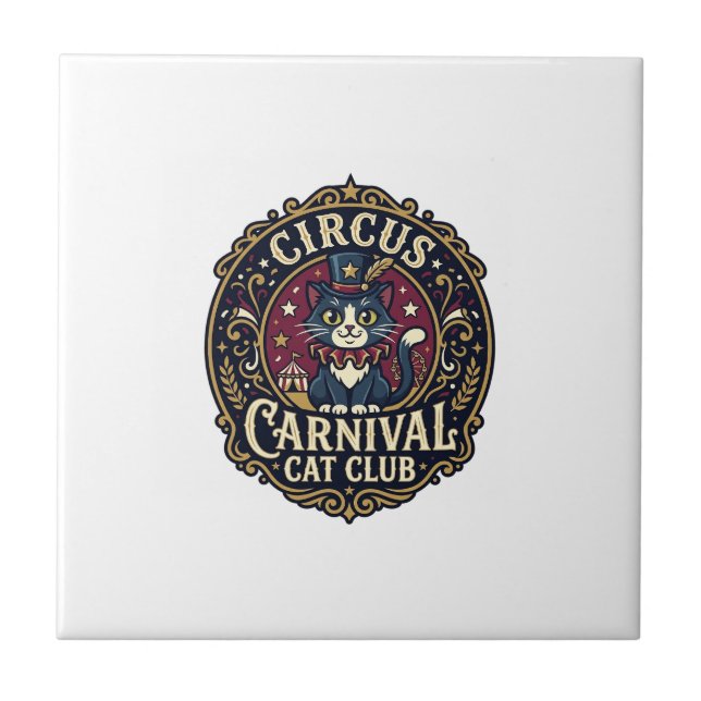 Carreau Idée cadeau pour papa de chat de carnaval du cirqu (Devant)