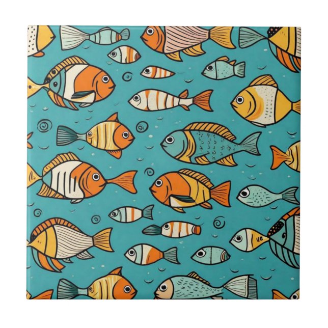 Carreau Idées cadeaux de motif de poisson (Devant)