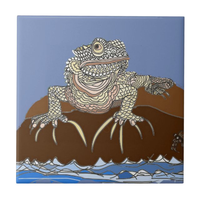Carreau Iguana marine sur le rocher avec le crabe ermite (Devant)