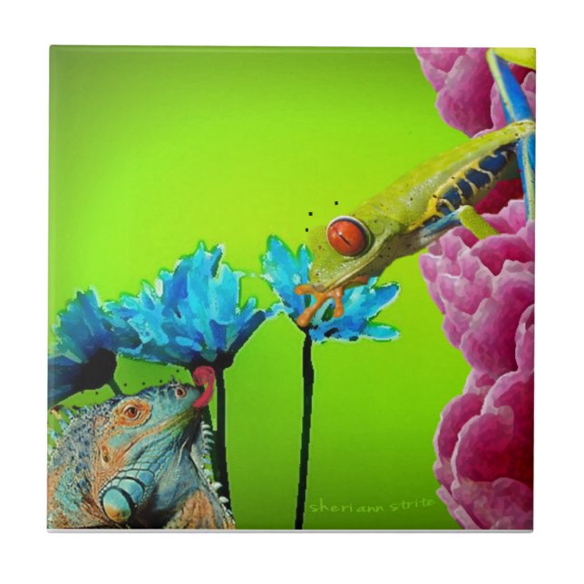 Carreau Iguane et grenouille (Devant)