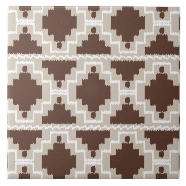 Carreau Ikat Aztec Motif - Brown au chocolat et Taupe (Devant)