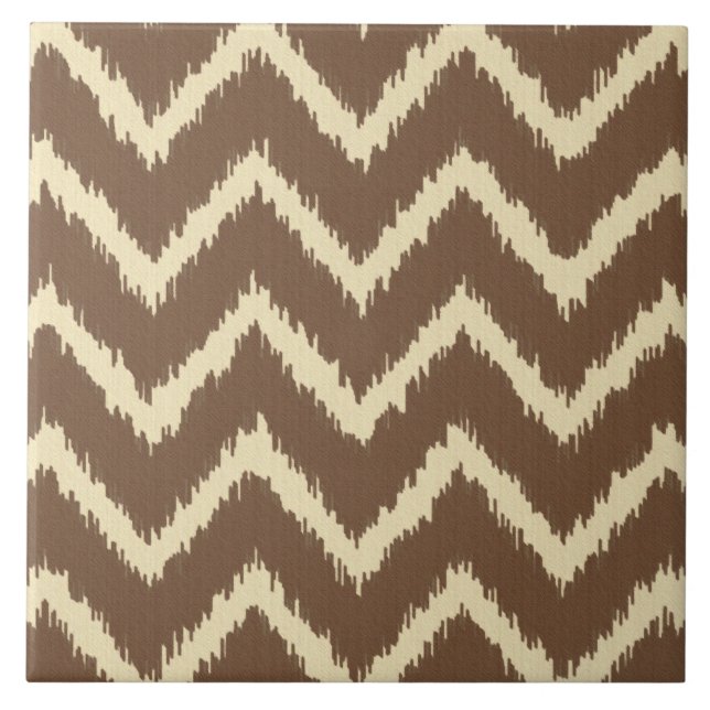 Carreau Ikat Chevrons - Chocolat brun et bronze (Devant)