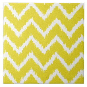 Carreau Ikat Chevrons - moutarde jaune et blanc