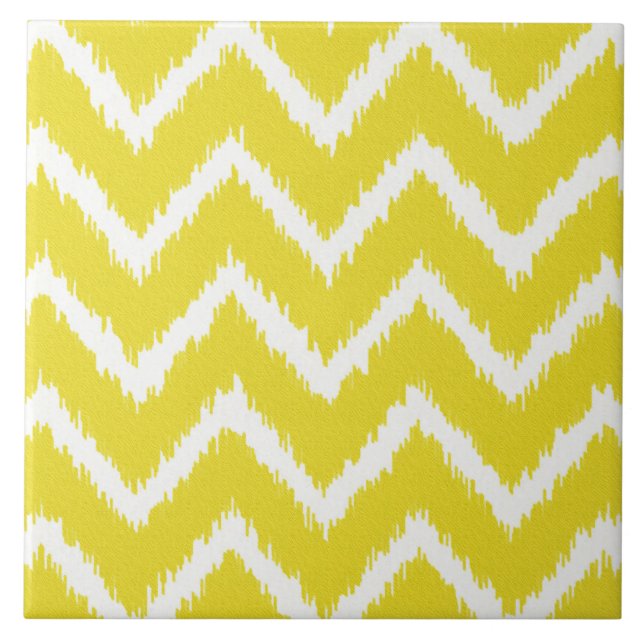 Carreau Ikat Chevrons - moutarde jaune et blanc (Devant)