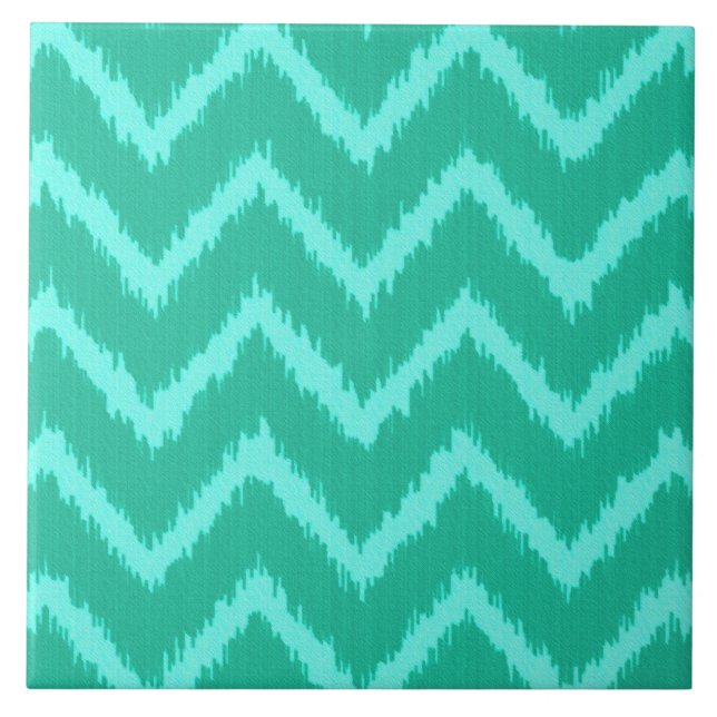 Carreau Ikat Chevrons - Turquoise et aqua (Devant)
