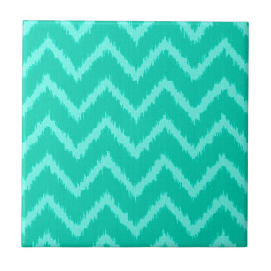 Carreau Ikat Chevrons - Turquoise et aqua