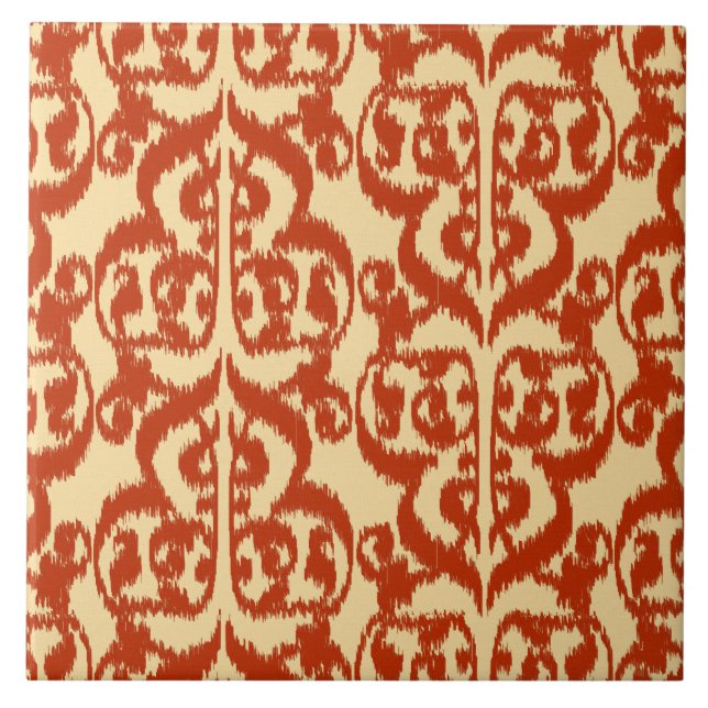 Carreau Ikat damas mauresque - orange mandarine (Devant)