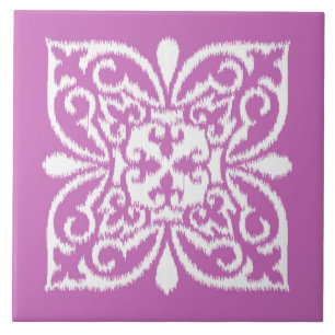 Carreau Ikat damask motif - orchidée et blanc