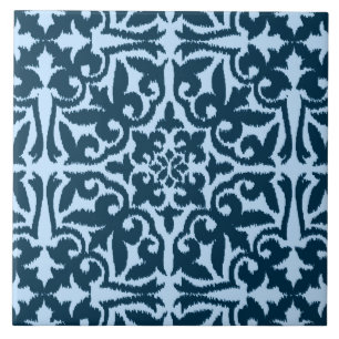 Carreau Ikat damask pattern - Indigo foncé et bleu clair