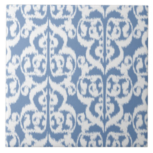 Carreau Ikat Moorish Damask - bleu ciel et blanc