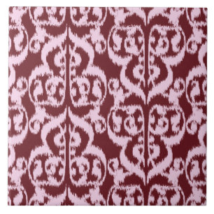 Carreau Ikat Moorish Damask - bordeaux et rose