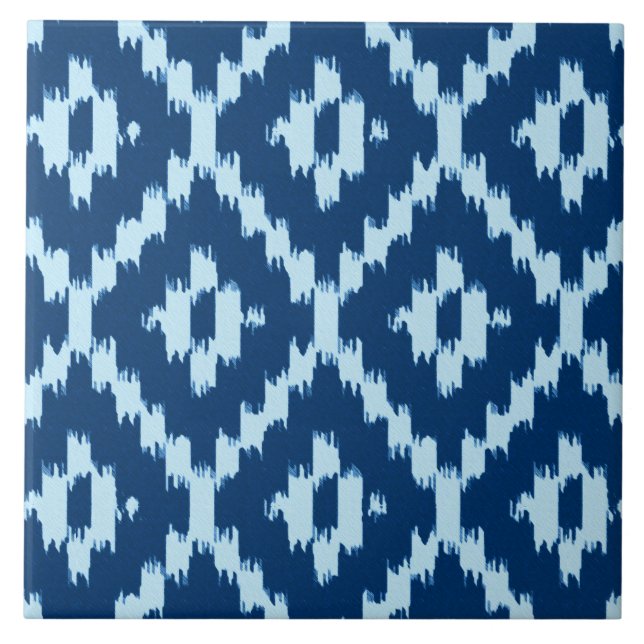 Carreau Ikat motif - Indigo et bleu pâle (Devant)