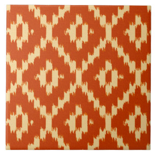 Carreau Ikat motif - Mandarin orange et corail