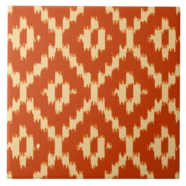 Carreau Ikat motif - Mandarin orange et corail (Devant)