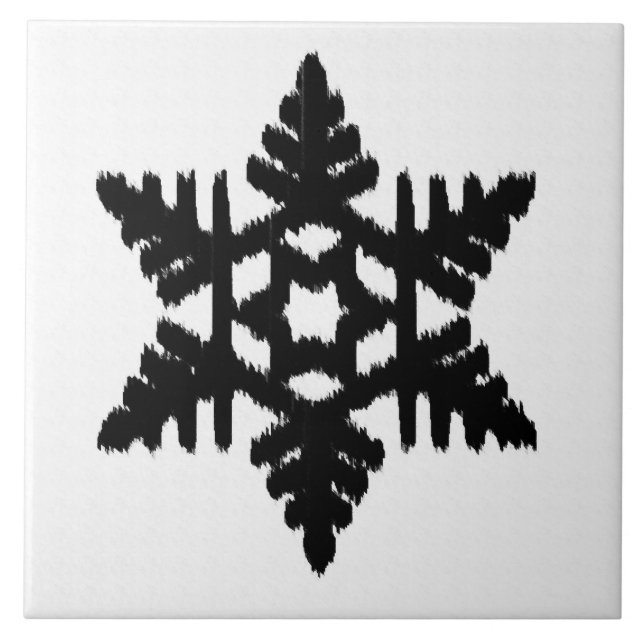 Carreau Ikat Snowflake - Blanc et noir (Devant)
