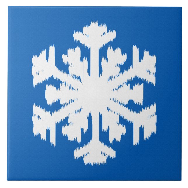 Carreau Ikat Snowflake - Cobalt bleu et blanc (Devant)