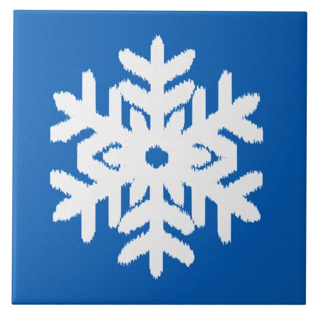 Carreau Ikat Snowflake - Cobalt bleu et blanc (Devant)