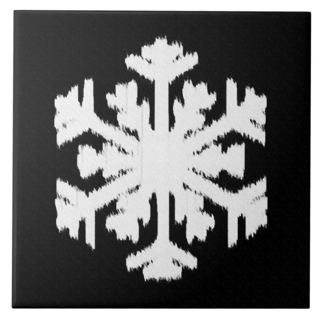 Carreau Ikat Snowflake - Noir et blanc (Devant)