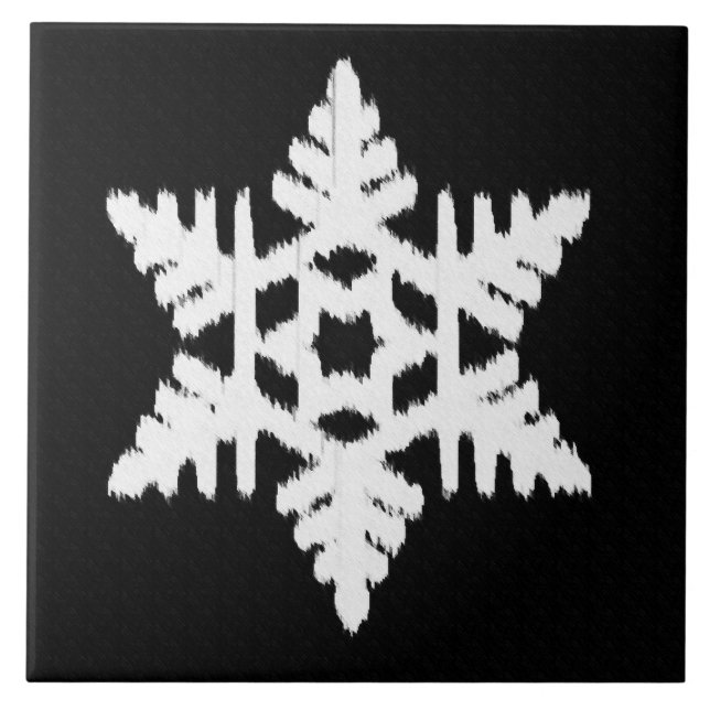 Carreau Ikat Snowflake - Noir et blanc (Devant)