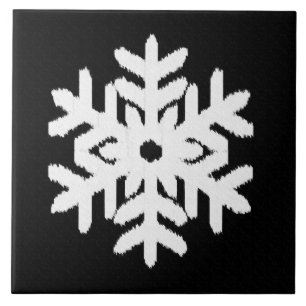 Carreau Ikat Snowflake - Noir et blanc