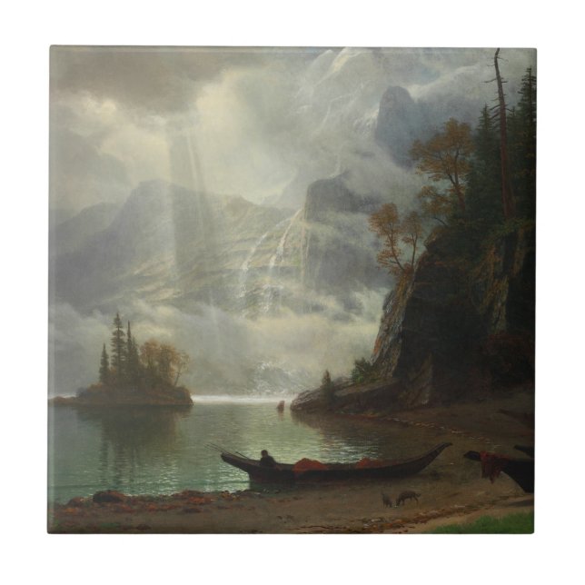 Carreau Île dans le lac (huile sur la toile) (Devant)