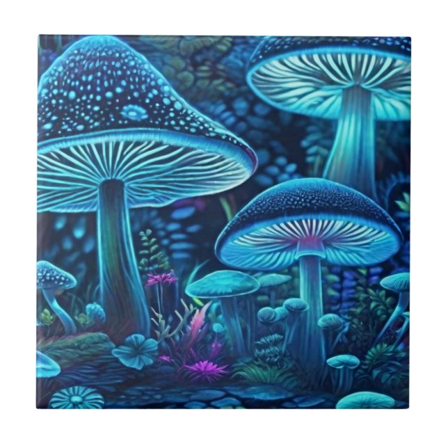 Carreau Illuminez votre espace avec des champignons bleus  (Devant)