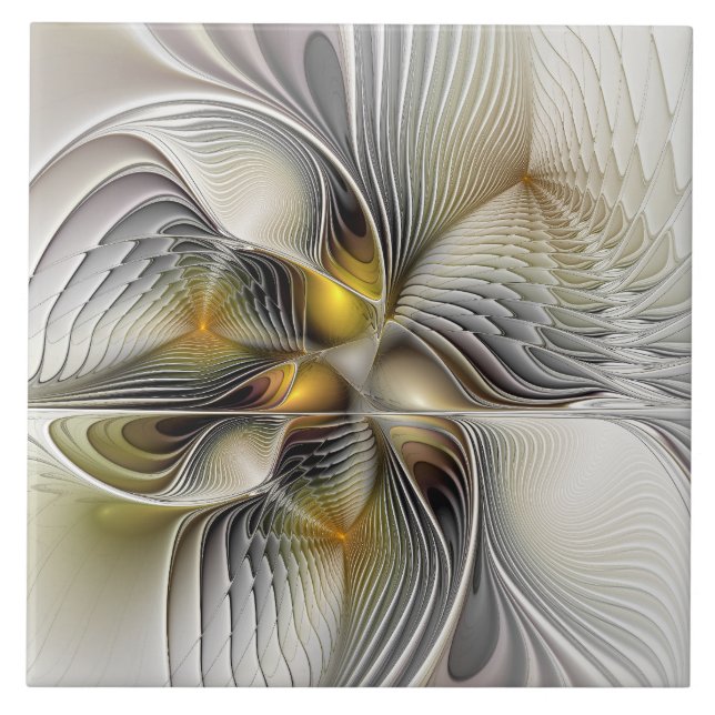Carreau Illusion d'optique abstrait 3D fractal avec profon (Devant)