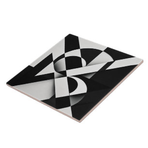 Carreau Illusion géométrique abstraite noir et blanc