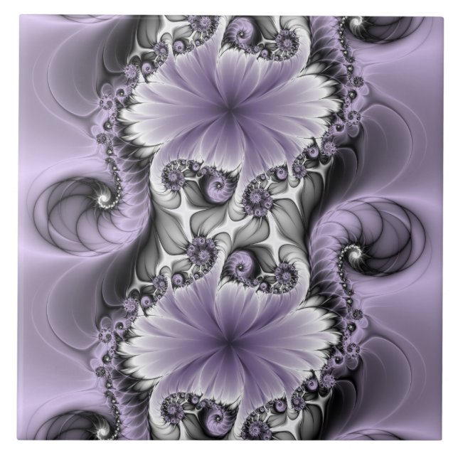 Carreau Illusion Lilac Abstrait Floral Fractal Art Imagina (Devant)