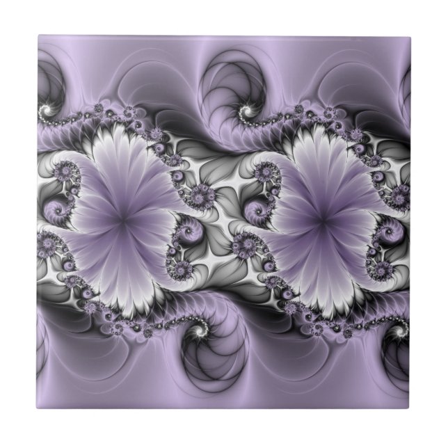Carreau Illusion Lilac Abstrait Floral Fractal Art Imagina (Devant)