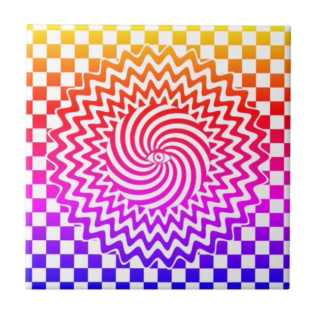 Carreau Illusion optique colorée psychédélique  (Devant)