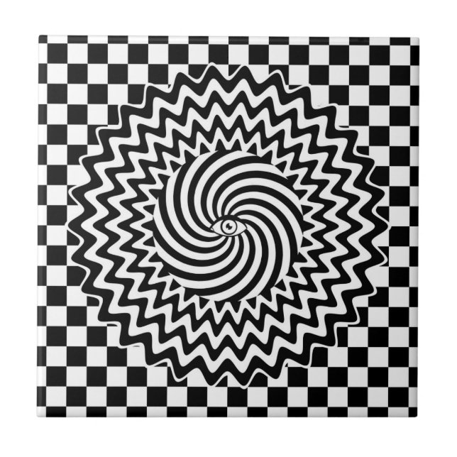 Carreau Illusion optique noir et blanc psychédélique  (Devant)