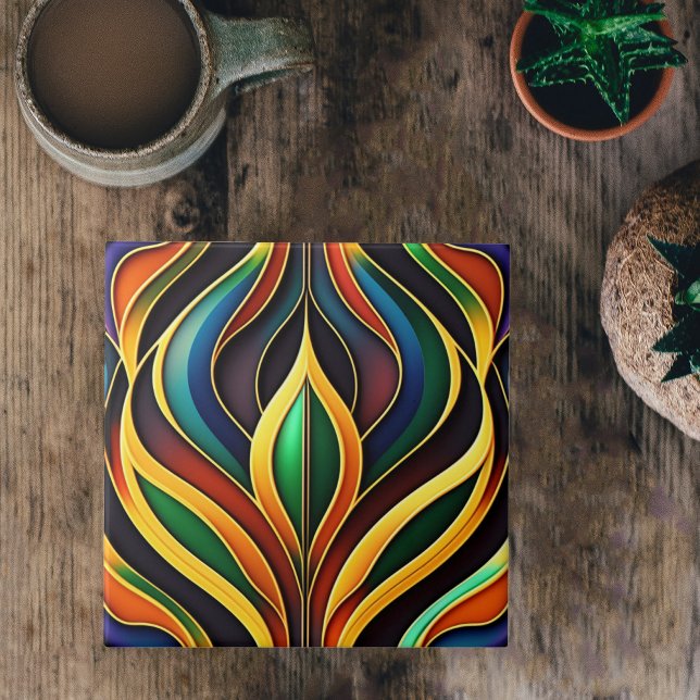 Carreau Illustration Art déco couleur or rétro (Créateur téléchargé)