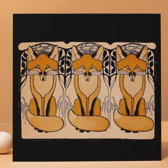 Carreau Illustration Art Nouveau Renards | Faune forestièr (Créateur téléchargé)