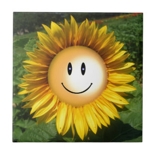 Carreau Illustration artistique de sourire de tournesol