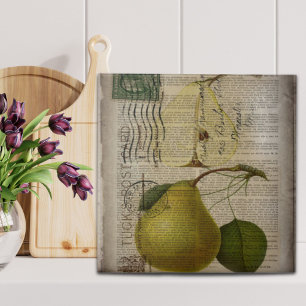 Carreau illustration botanique de pays français poire vint