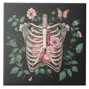 Carreau Illustration botanique du coeur et de la cage fluv