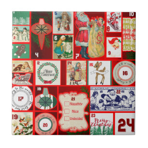 Carreau Illustration Carrée de Bloc de l'Avent de Noël Art