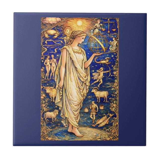 Carreau Illustration céleste de la déesse du zodiaque Art  (Devant)