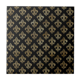 Carreau Illustration Classic Black Gold Fleur De Lis