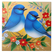 Illustration colorée de deux oiseaux bleus