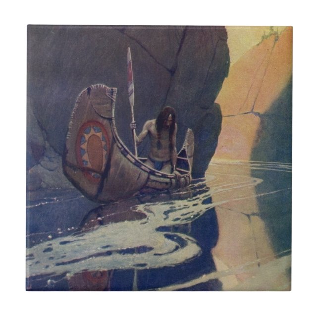 Carreau Illustration d'art de N. C. Wyeth de pagaie de can (Devant)