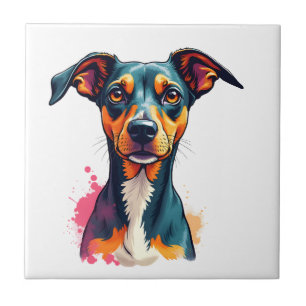 Carreau Illustration d'art pop de portrait de chien coloré