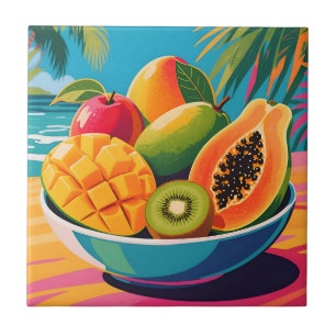 Carreau Illustration de bol de fruits tropicaux